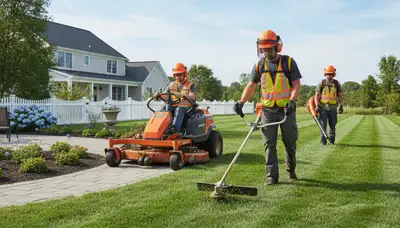 Saint Louis, MO tree service crew trimming trees for residential lawn care and property maintenance