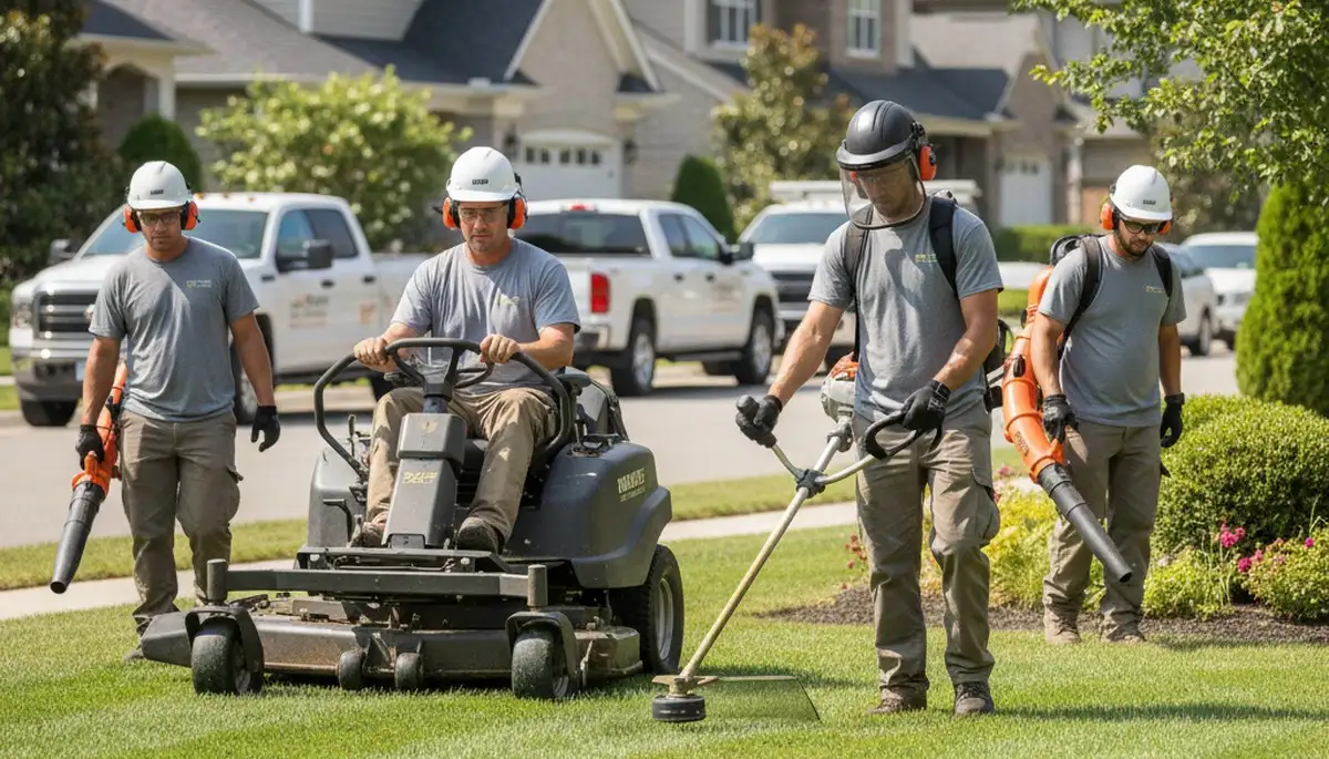 Arbor Tree Care team providing lawn service in Saint Louis, MO for a tidy, healthy yard