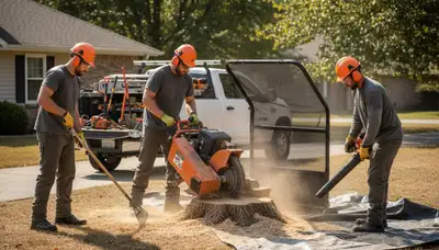 Stump removal service in Saint Louis, MO restoring yard space on a tree care job site
