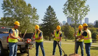 Saint Louis arborist planting a young tree for residential tree care services