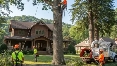 Professional tree trimming service crew in Saint Louis, MO providing safe tree care and pruning