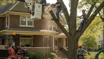 Professional tree service crew in Saint Louis, MO providing trimming and removal work