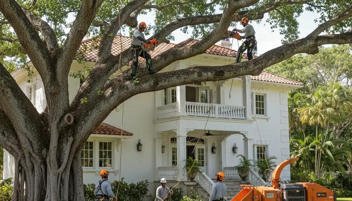 Tree service crew trimming trees in Saint Louis, MO for safe, professional property care